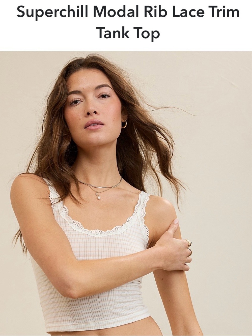 Aerie Superchill Lace Trim Tank Top